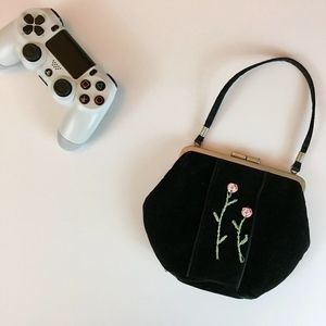 Vintage velvet mini purse | rose embroidery